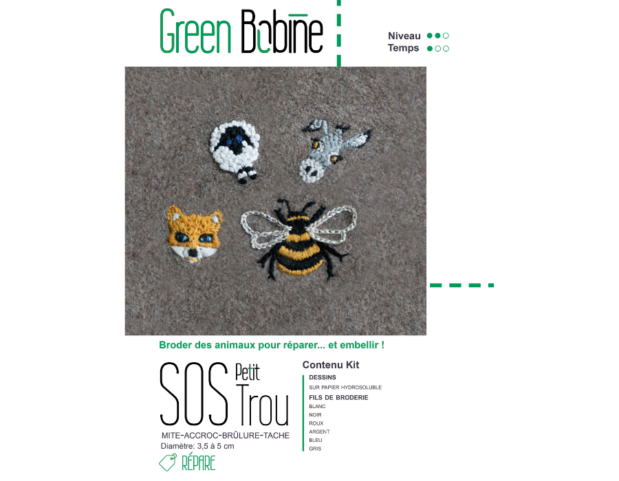 Kit de réparation SOS PETIT TROU Animaux – Green Bobine
